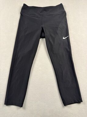 Nike Dri Fit Womens Medium Black Capri Athletic Pants Leggings Running Athlesure